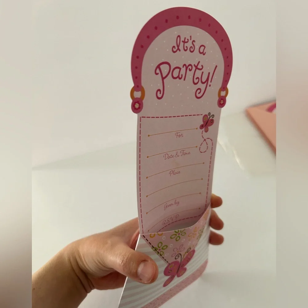 🦋 5/$25 - (2010) “It’s A Party” Purse Shaped Invitation Cards by Carlton Cards